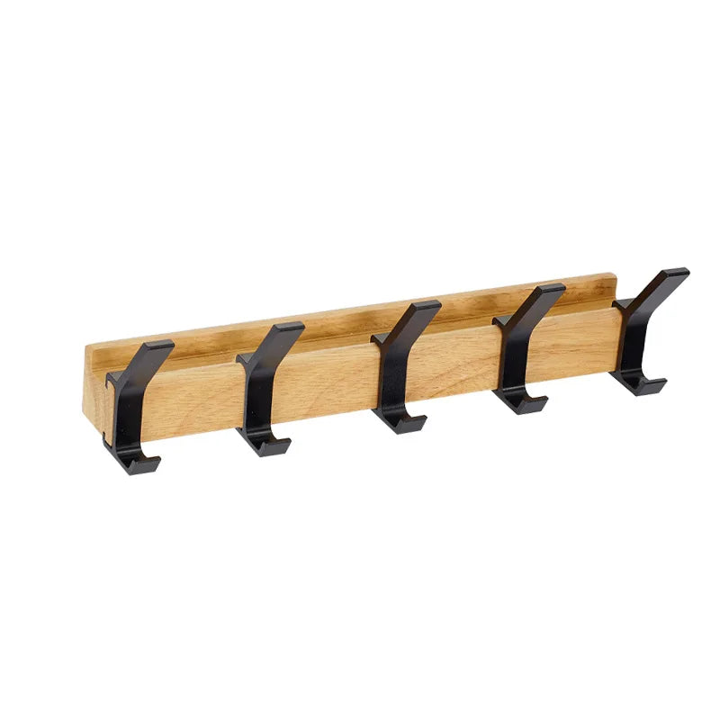 Wall-Mounted Wooden Coat Rack with Adjustable Double Hooks – Scandinavian Entryway Organizer