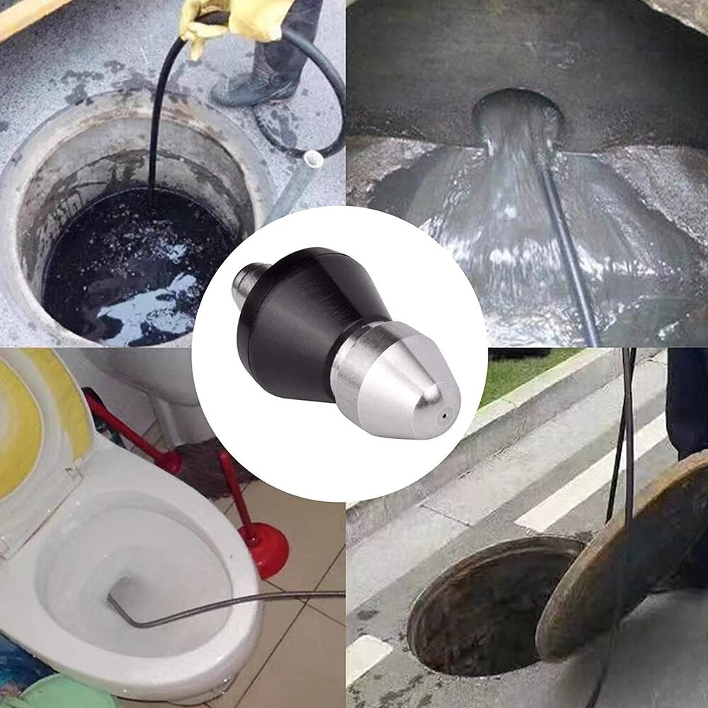 High-Pressure Drain Jetting Nozzle – Stainless Steel Sewer & Pipe Cleaning Sprayer Attachment