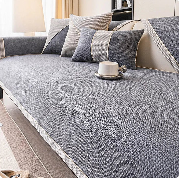 Elegant Non-slip Cotton Linen Sofa Throw Blanket – For All-season Comfort, Furniture Protection, and Stylish Living Room Enhancement