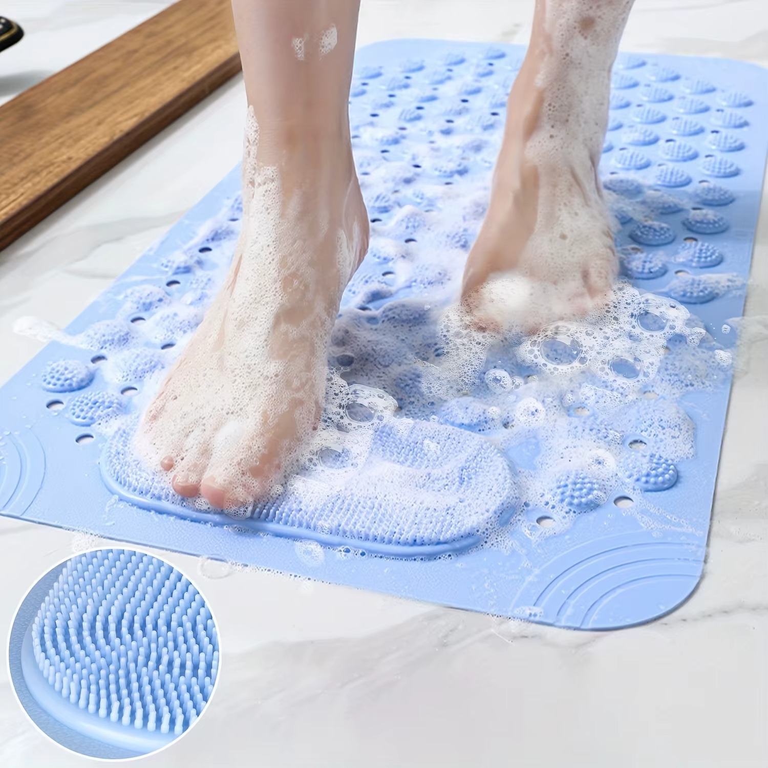 Non-Slip Foot Massage Shower Mat with Secure Suction Cups