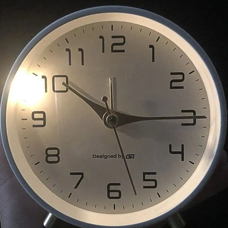 Modern Scandinavian Metal and Glass Table Clock with Silent Movement