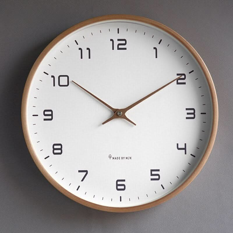 Silent Wooden Wall Clock with Minimalist Scandinavian Design – Non-Ticking Modern Décor Clock for Living Rooms