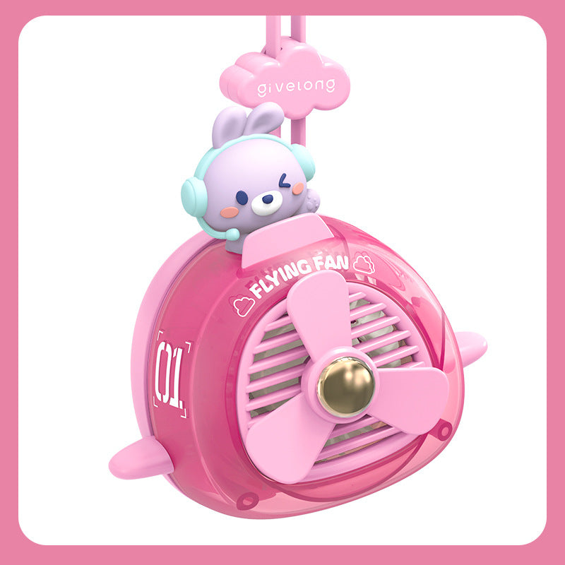 Rechargeable Mini Fan with Cute Animal Design – Quiet Adjustable-Speed Personal Cooling for Travel, Desk, Stroller & Outdoor
