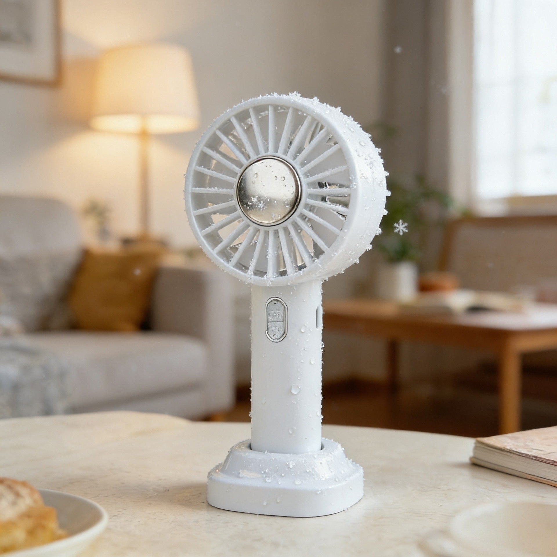 Travel-Ready Portable Handheld Fan with Integrated Water Spray Mechanism – USB-Rechargeable Cooling for Travel, Gym & Outdoors