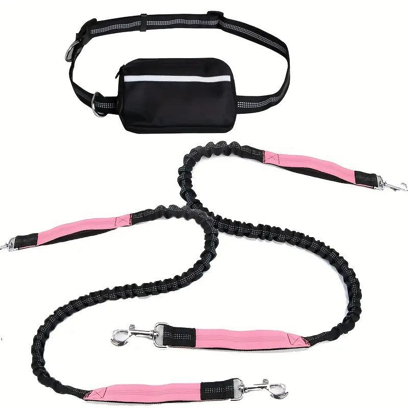 Hands-Free Dog Leash with Shock-Absorbing Bungee – Reflective Waist Leash for Running, Walking & Hiking
