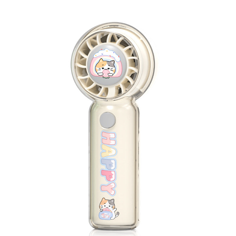 USB Rechargeable Handheld Fan with Cute Cat Design – Quiet Adjustable-Speed Personal Cooling for Travel, Commute, Outdoor Events & Festivals