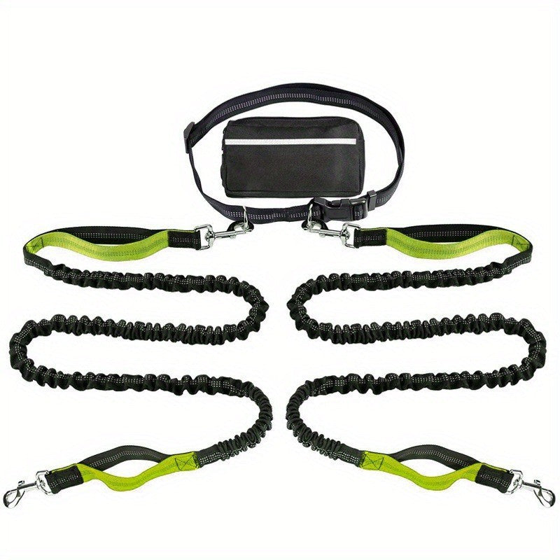 Hands-Free Dog Leash with Shock-Absorbing Bungee – Reflective Waist Leash for Running, Walking & Hiking