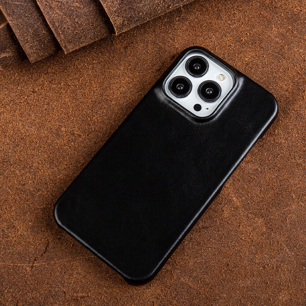 Genuine Leather iPhone Case, Oil Wax Finish, Apple Phone Cover