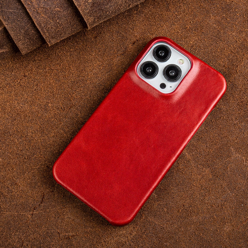 Genuine Leather iPhone Case, Oil Wax Finish, Apple Phone Cover