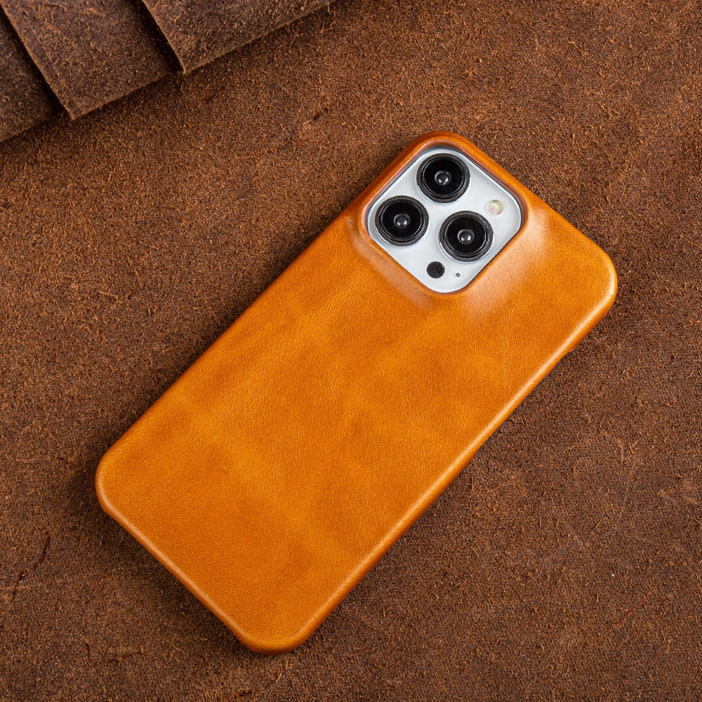 Genuine Leather iPhone Case, Oil Wax Finish, Apple Phone Cover