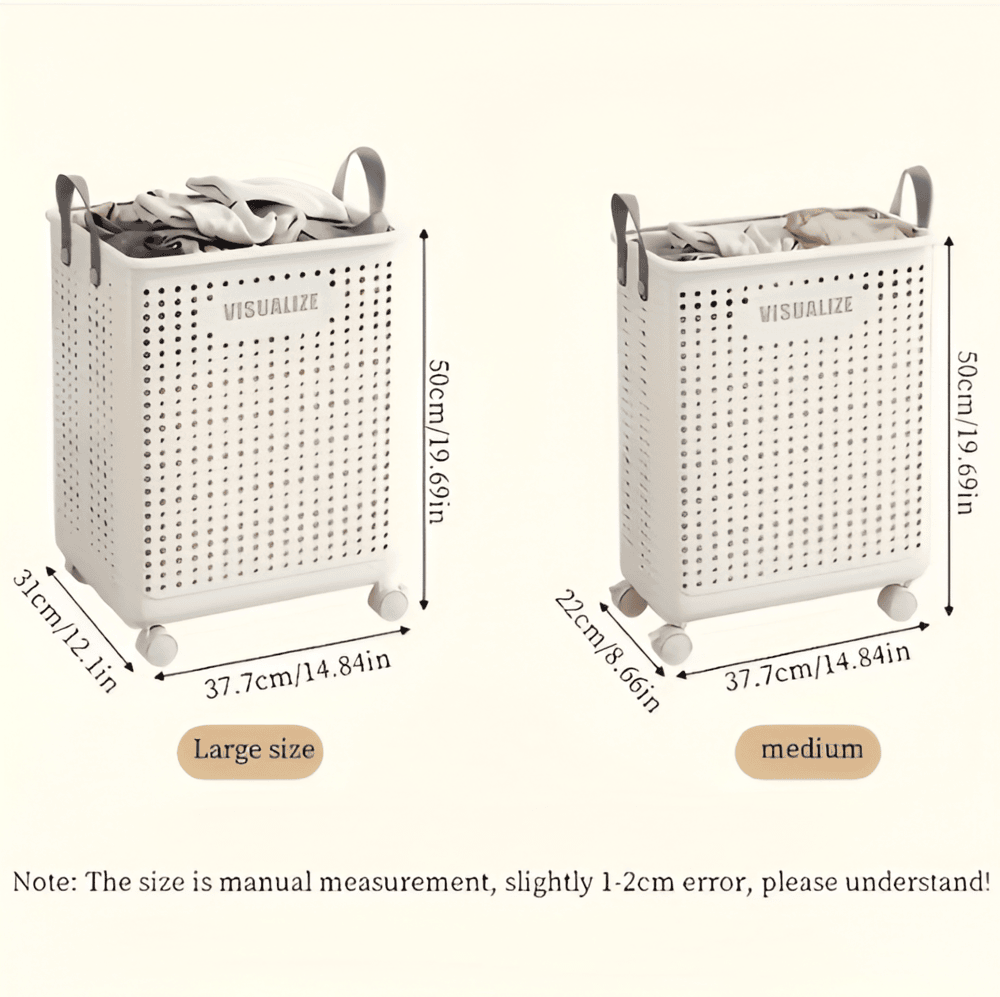 RollEase Foldable Laundry Basket on Wheels – Collapsible Rolling Hamper for Easy Home Transport