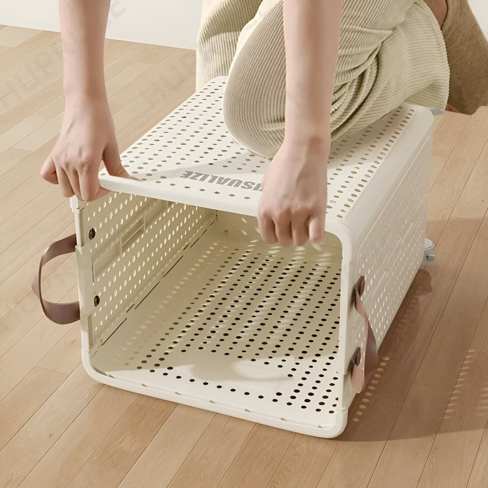RollEase Foldable Laundry Basket on Wheels – Collapsible Rolling Hamper for Easy Home Transport