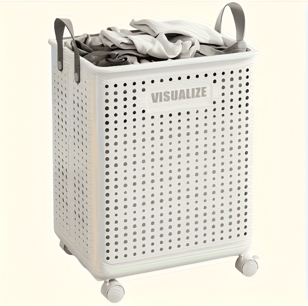 RollEase Foldable Laundry Basket on Wheels – Collapsible Rolling Hamper for Easy Home Transport