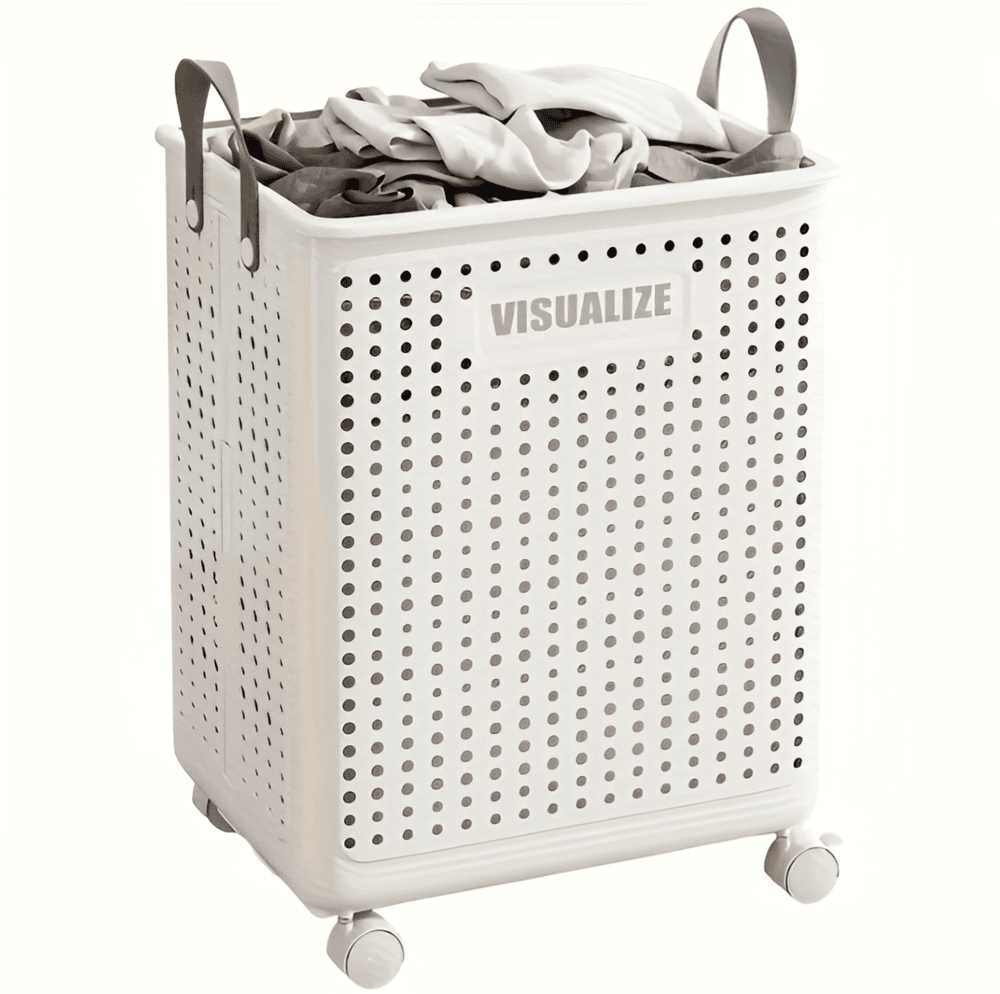 RollEase Foldable Laundry Basket on Wheels – Collapsible Rolling Hamper for Easy Home Transport