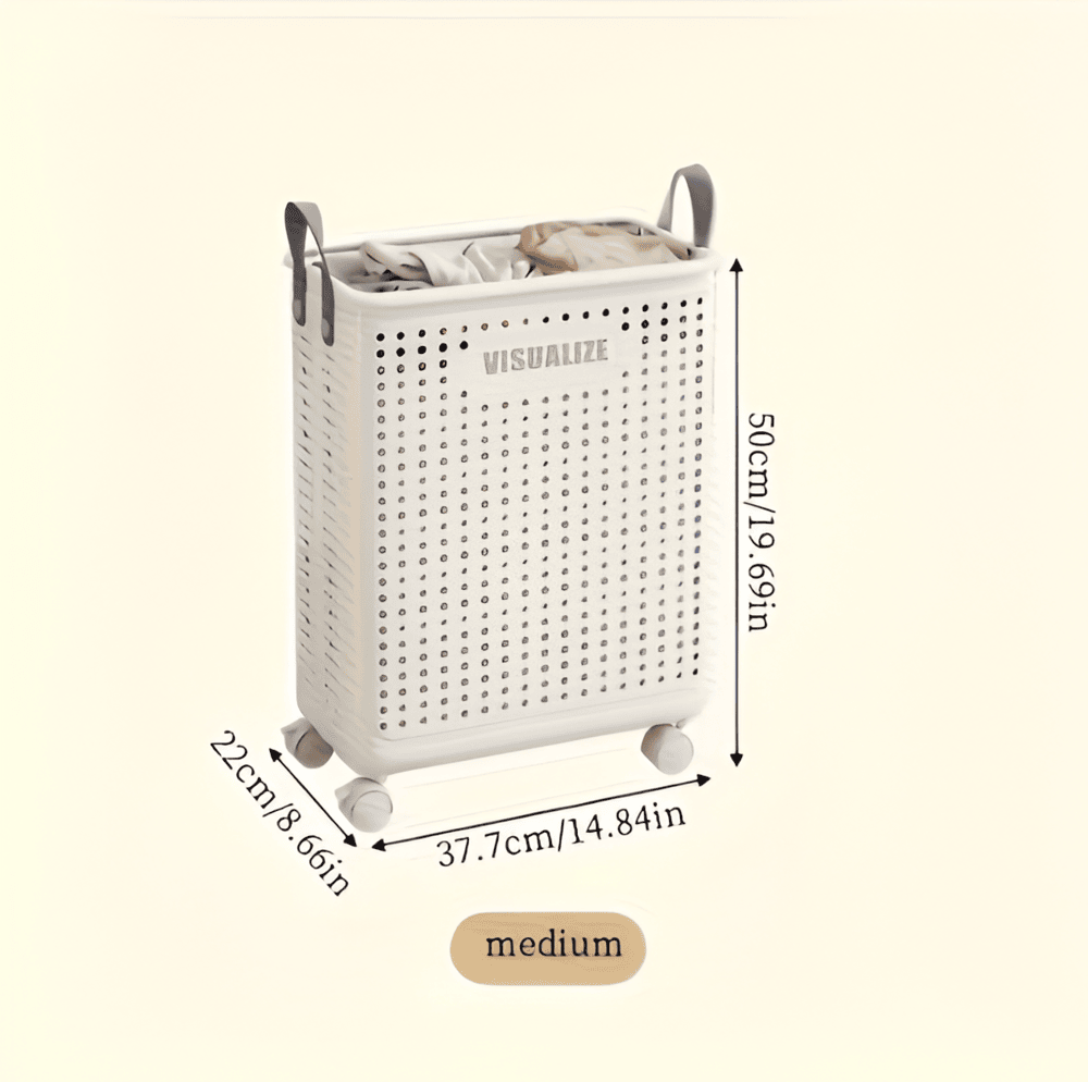 RollEase Foldable Laundry Basket on Wheels – Collapsible Rolling Hamper for Easy Home Transport