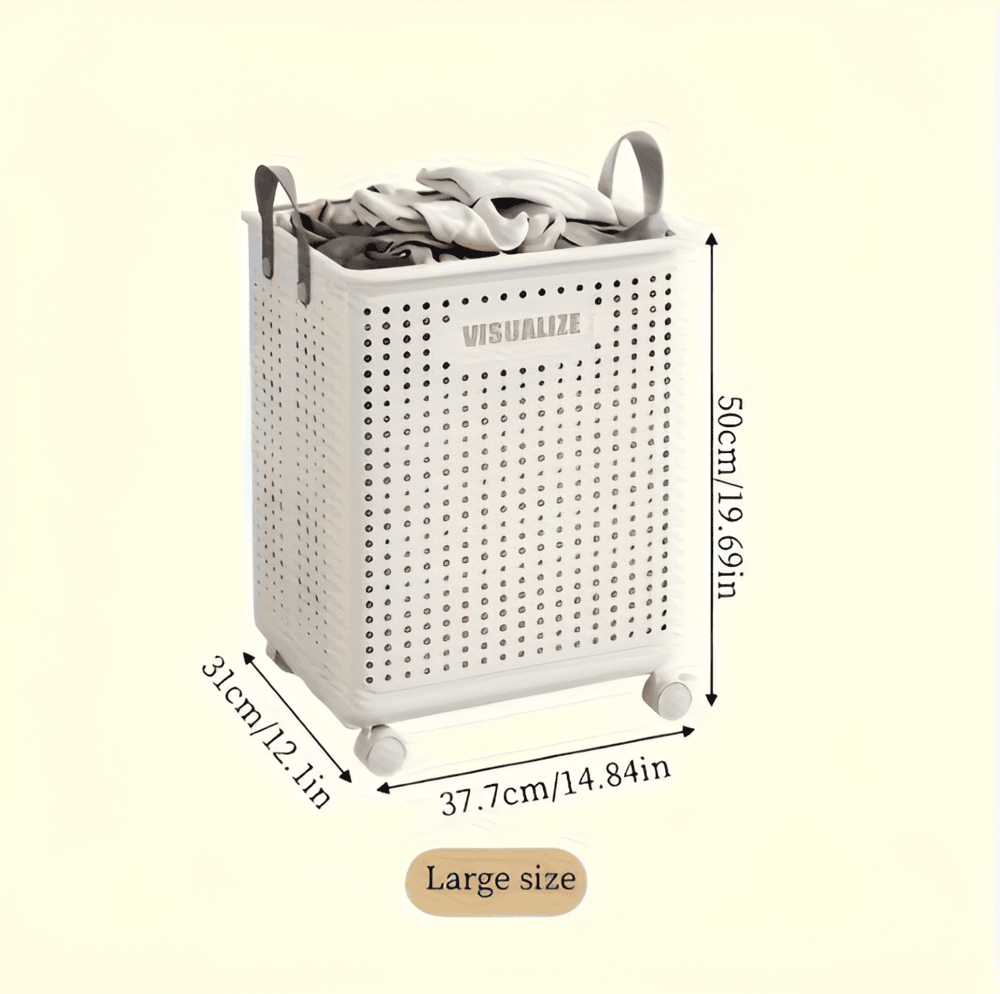 RollEase Foldable Laundry Basket on Wheels – Collapsible Rolling Hamper for Easy Home Transport