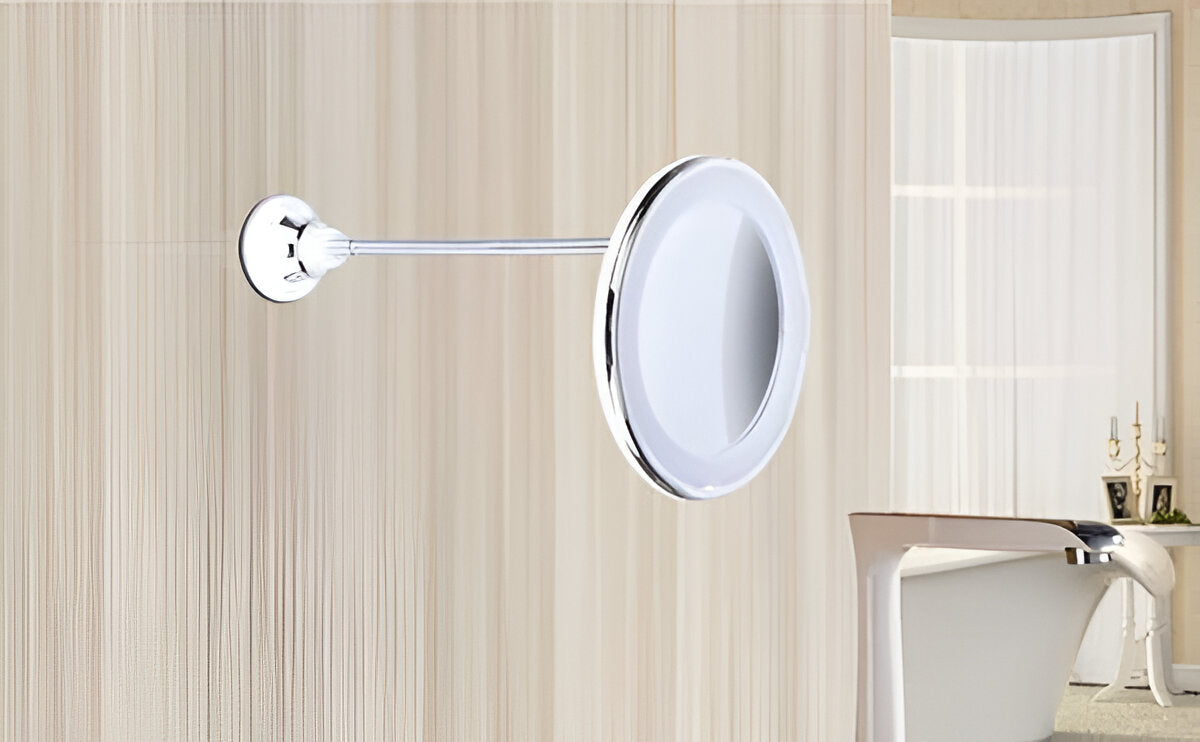 LED Magnifying Makeup Mirror with Adjustable Suction Cup and 10X Zoom