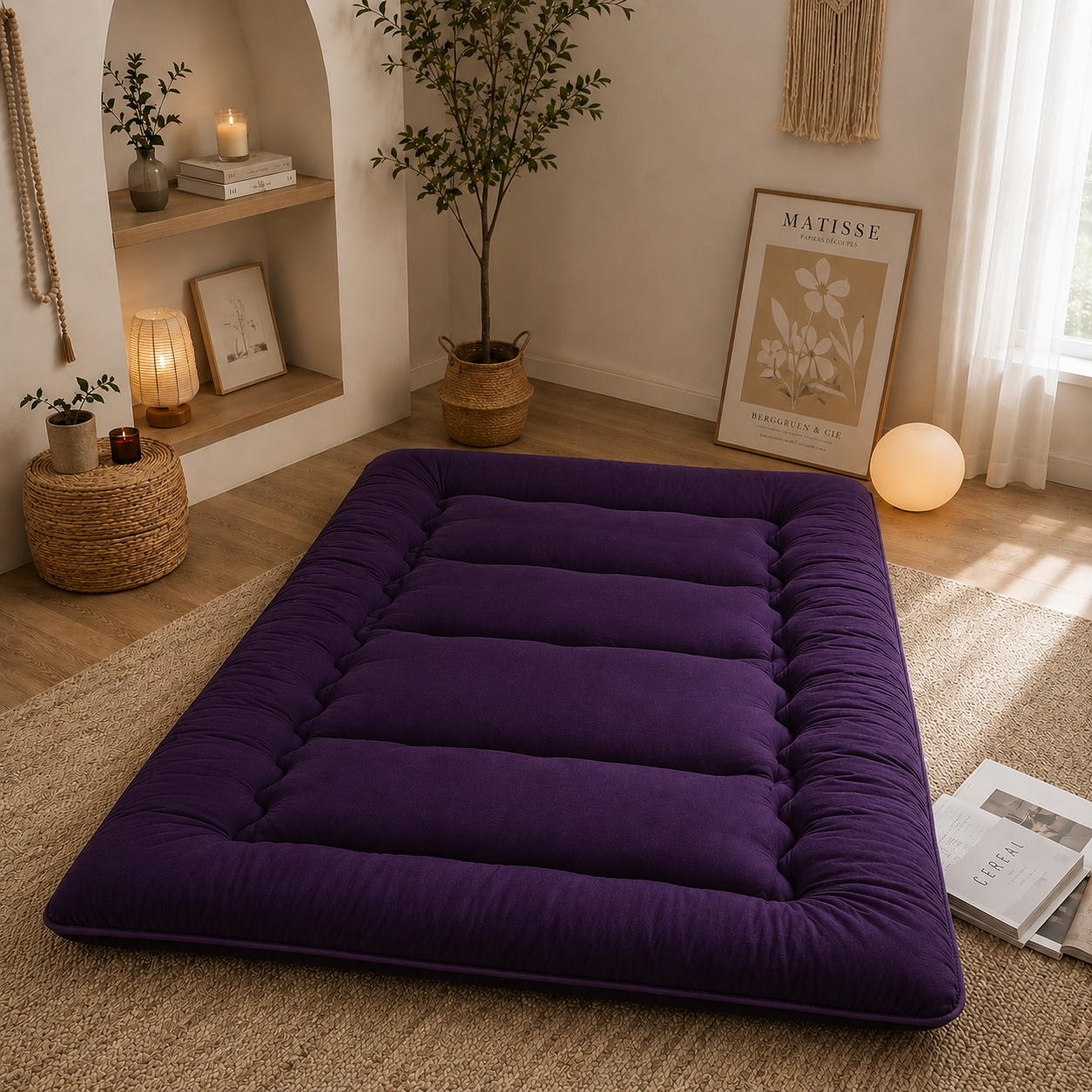 Cozy Rest Japanese Floor Mattress – Thick Foldable Futon Sleeping Pad & Roll-Up Guest Bed for Adults & Kids