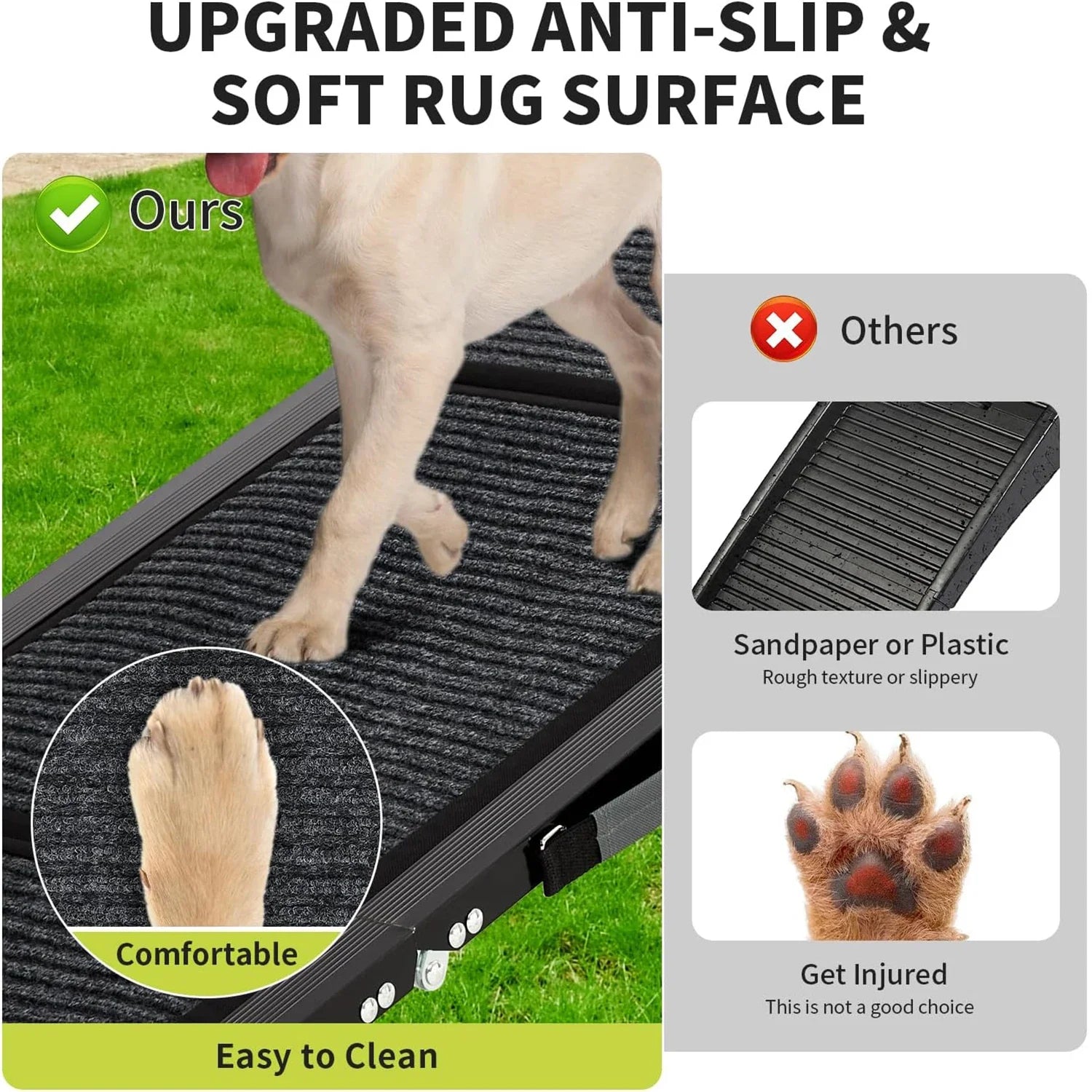 Folding Dog Ramp for Car & Bed with Non-Slip Surface – Lightweight Portable Pet Ramp for Safe Easy Access