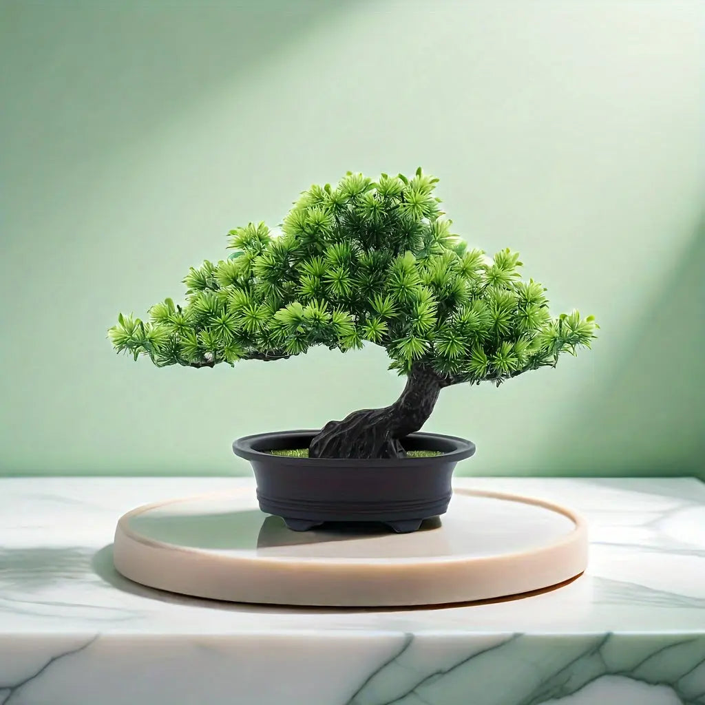 Artificial Mini Bonsai Plant | Faux Potted Tree Desk Decor (24cm)