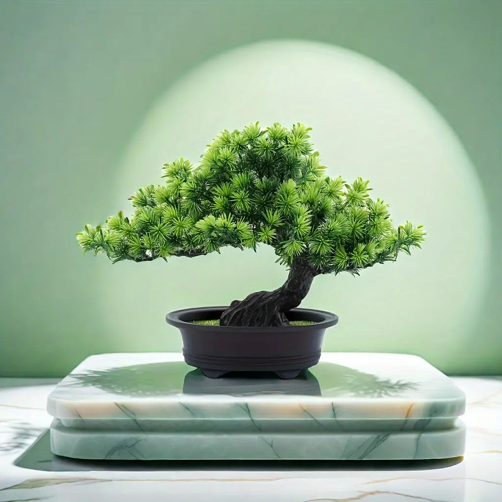 Artificial Mini Bonsai Plant | Faux Potted Tree Desk Decor (24cm)