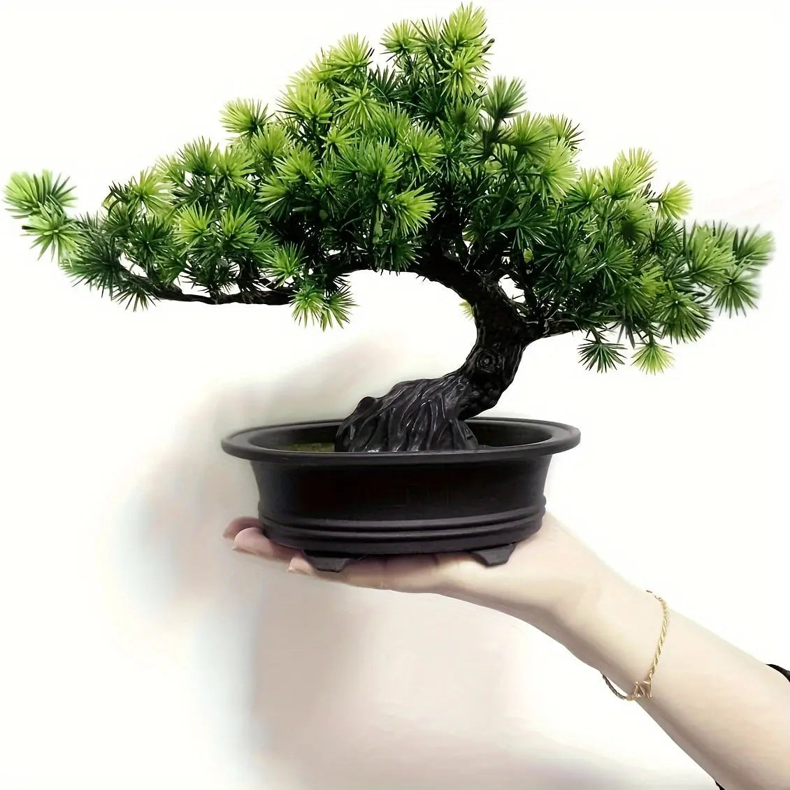 Artificial Mini Bonsai Plant | Faux Potted Tree Desk Decor (24cm)