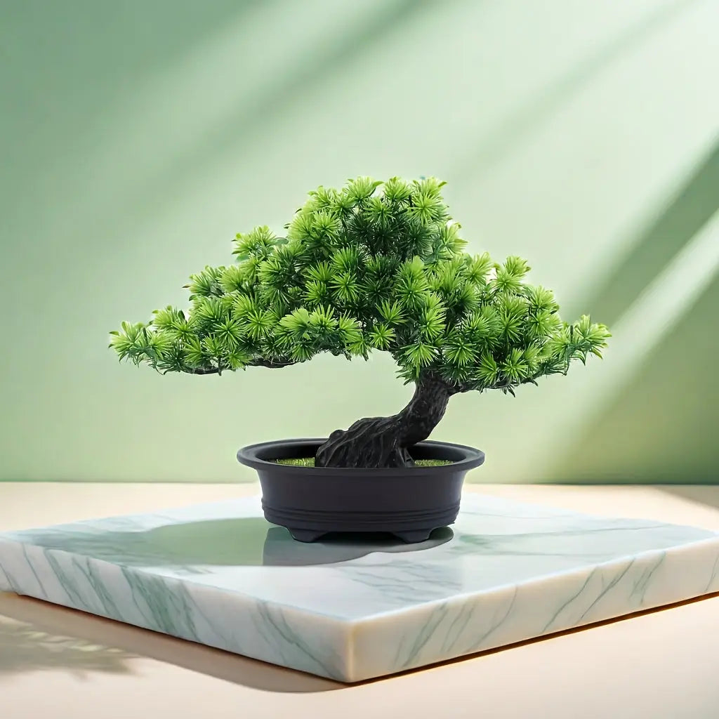 Artificial Mini Bonsai Plant | Faux Potted Tree Desk Decor (24cm)