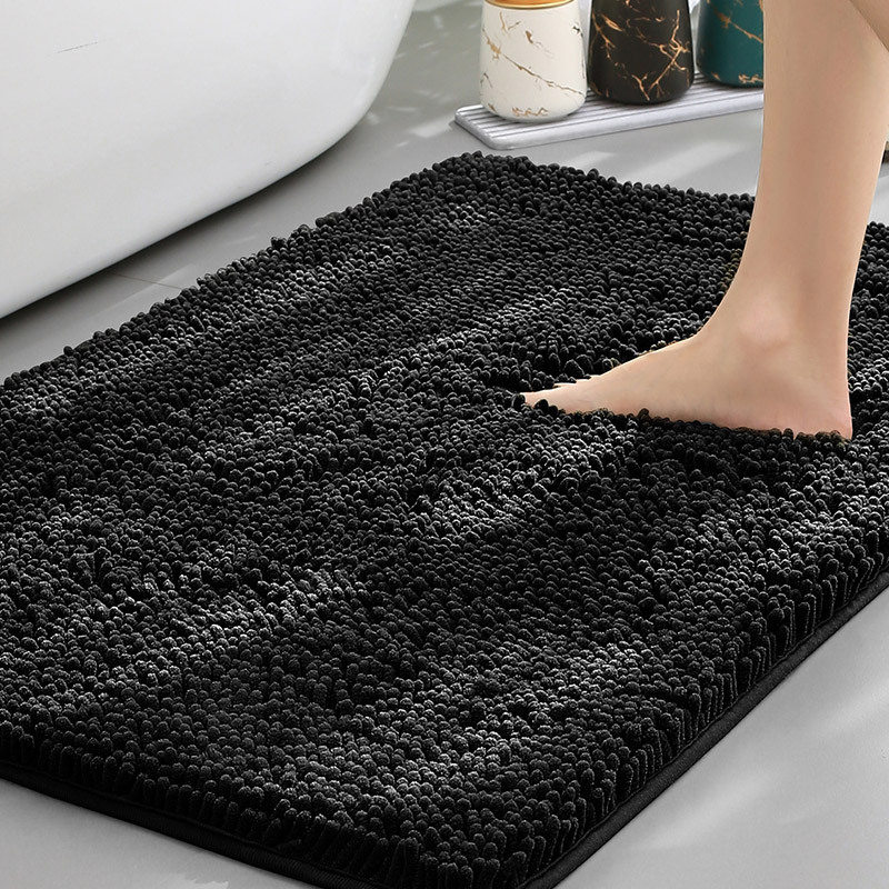 Soft Chenille Absorbent Bathroom Rug with Non-Slip Machine Washable Base
