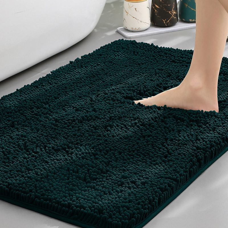 Soft Chenille Absorbent Bathroom Rug with Non-Slip Machine Washable Base