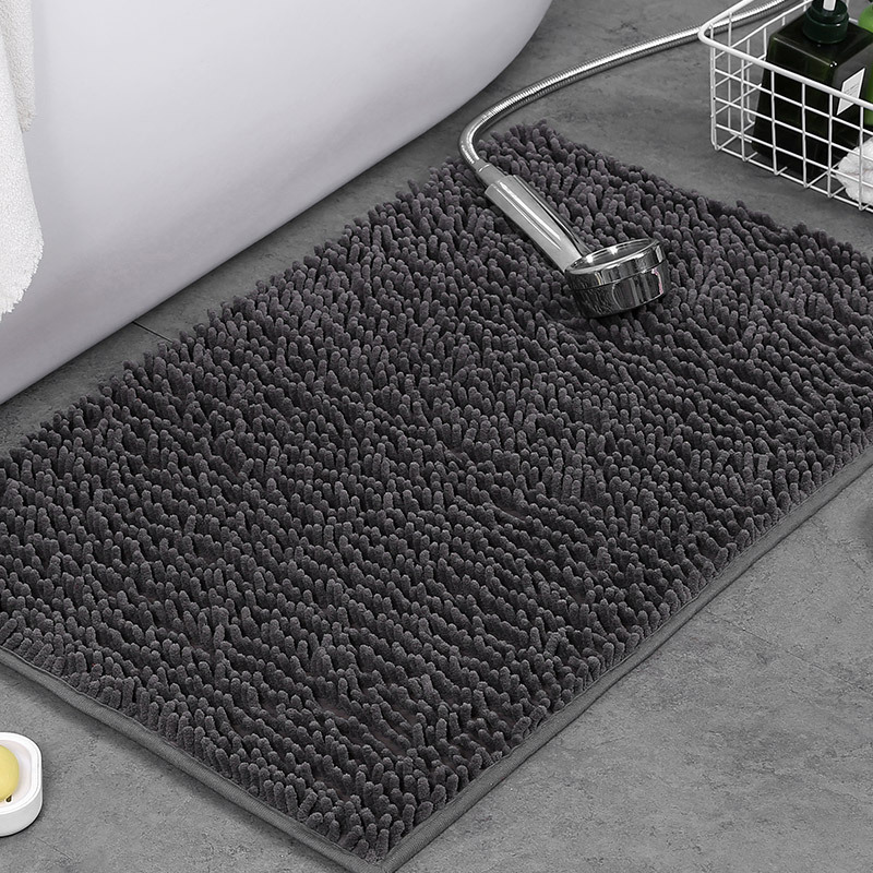 Soft Chenille Absorbent Bathroom Rug with Non-Slip Machine Washable Base