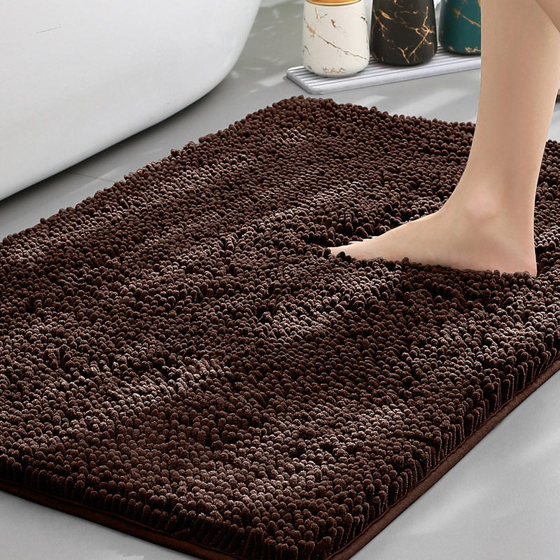Soft Chenille Absorbent Bathroom Rug with Non-Slip Machine Washable Base