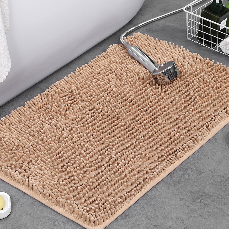 Soft Chenille Absorbent Bathroom Rug with Non-Slip Machine Washable Base