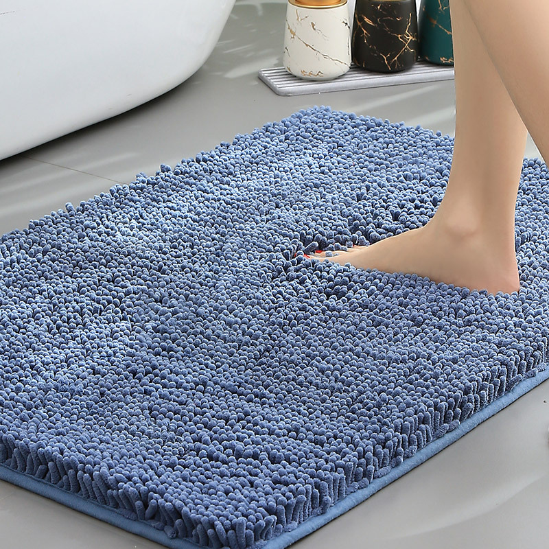 Soft Chenille Absorbent Bathroom Rug with Non-Slip Machine Washable Base