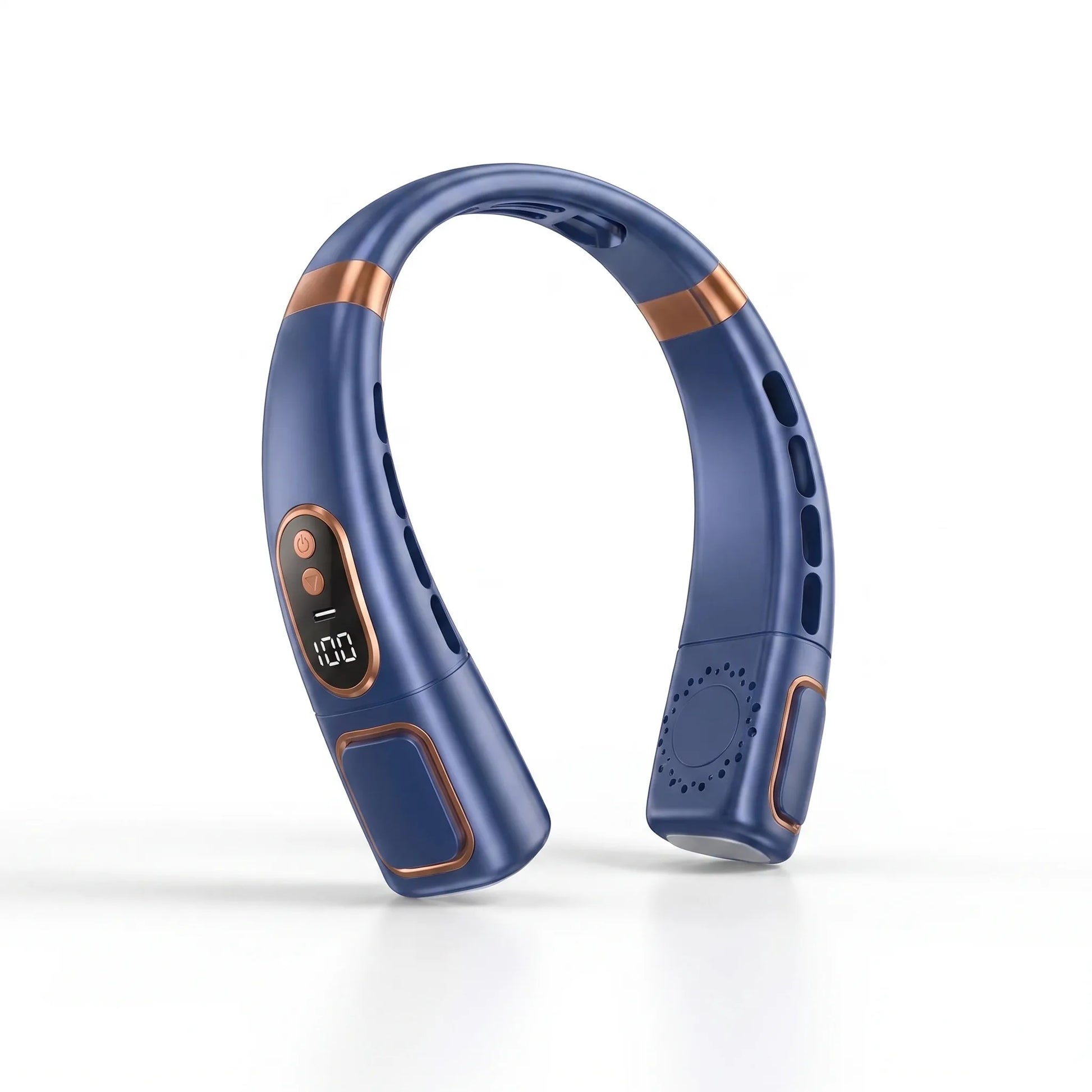 Bladeless neck fan in blue