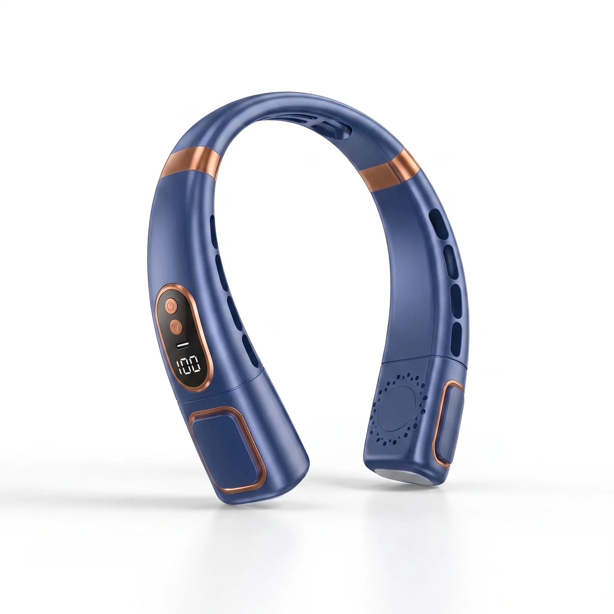 Bladeless neck fan in blue