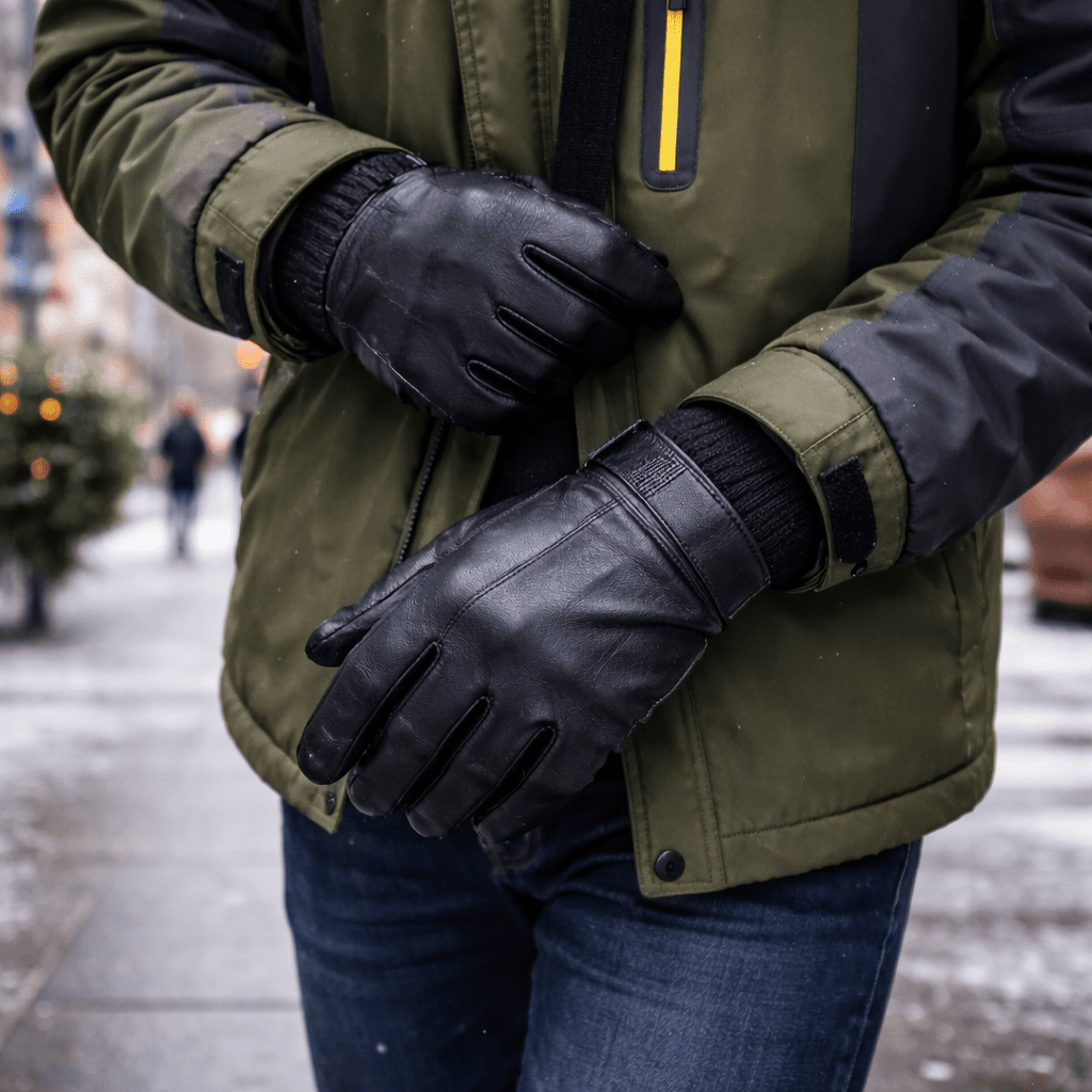 Premium Leather Gloves with Warm Inner Lining - Soft Insulated Winter Gloves for Driving and Daily Wear