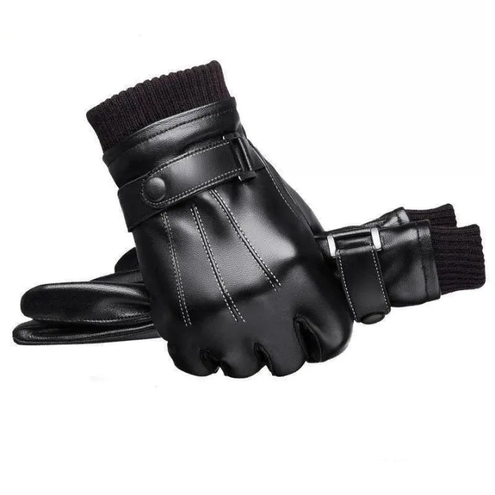 Premium Leather Gloves with Warm Inner Lining - Soft Insulated Winter Gloves for Driving and Daily Wear