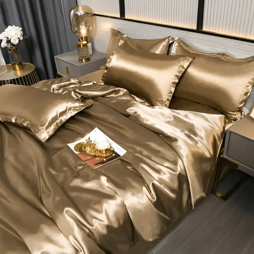 Elegant Premium Silk-look Bed Set – For Smooth, Cooling Comfort and Elegant Year-round Sleep