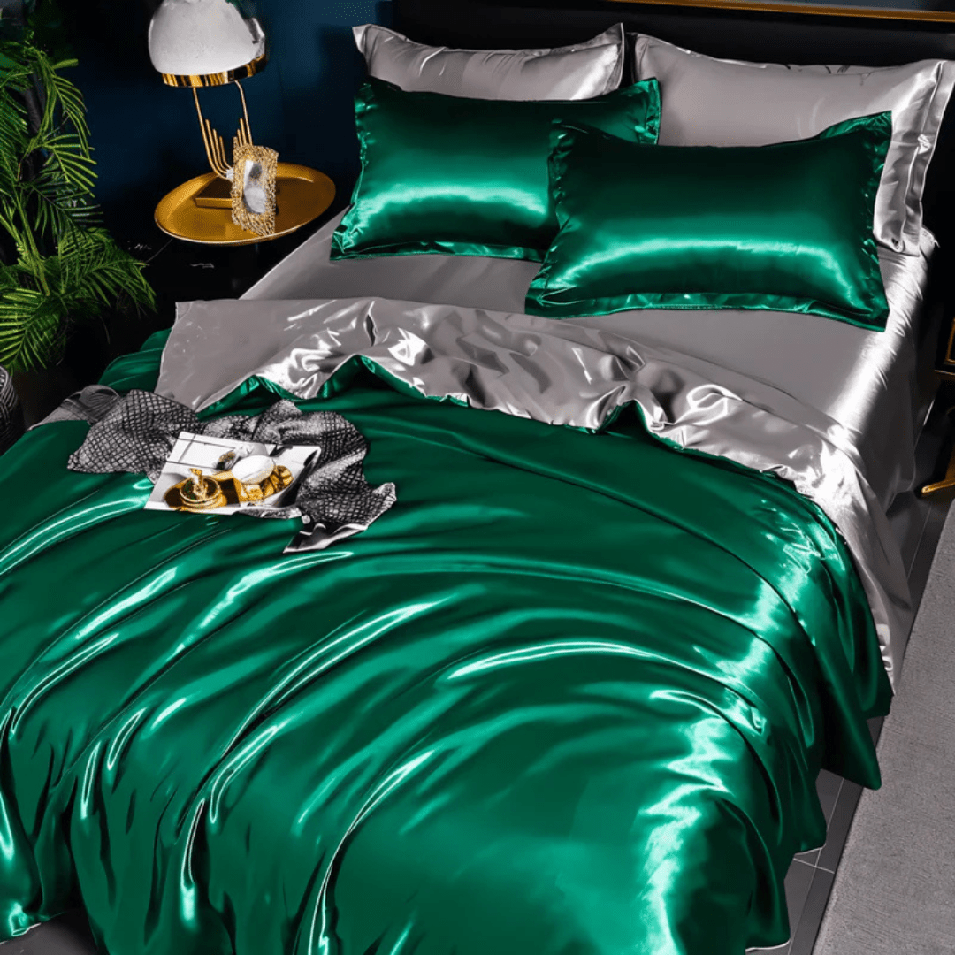 Elegant Premium Silk-look Bed Set – For Smooth, Cooling Comfort and Elegant Year-round Sleep
