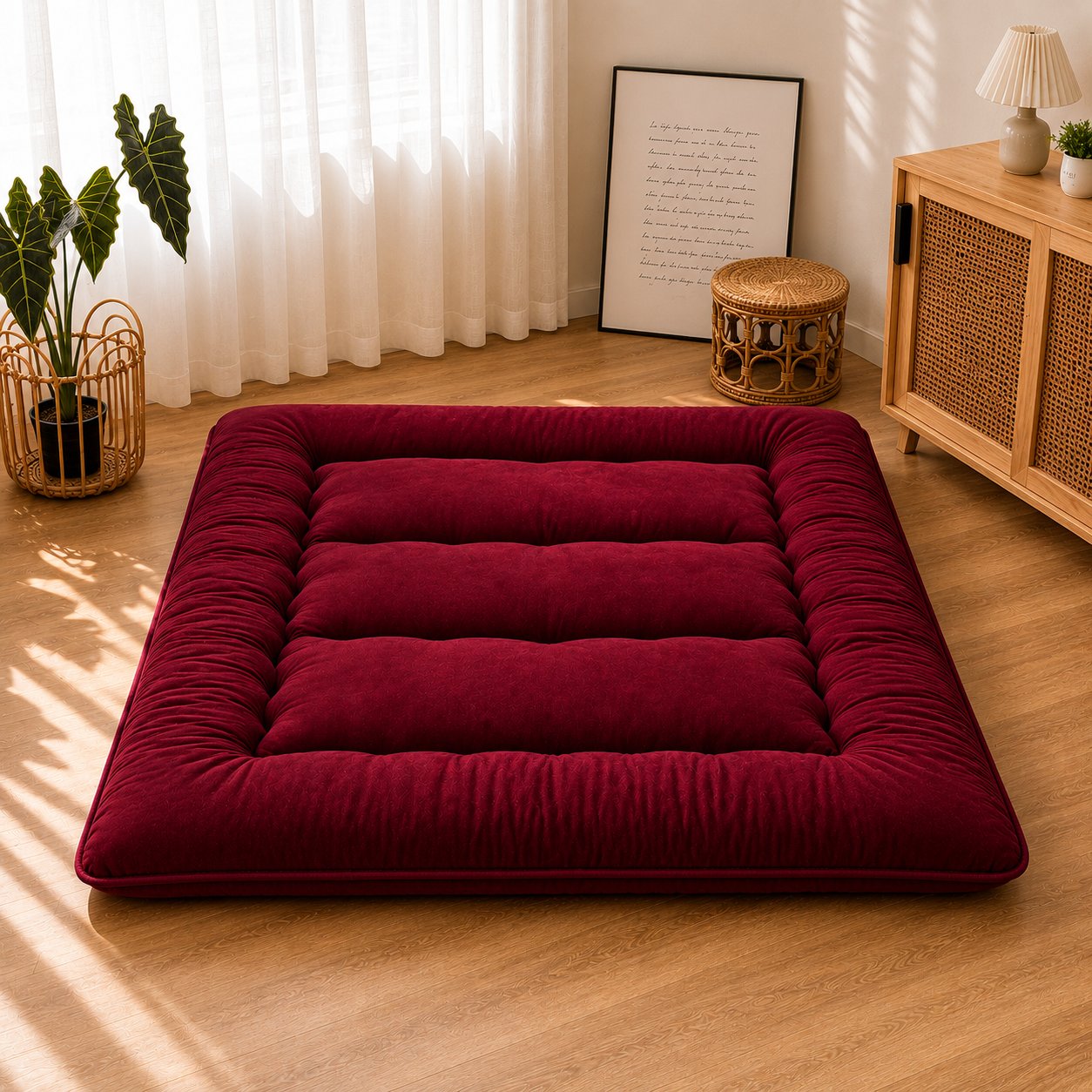 Cozy Rest Japanese Floor Mattress – Thick Foldable Futon Sleeping Pad & Roll-Up Guest Bed for Adults & Kids