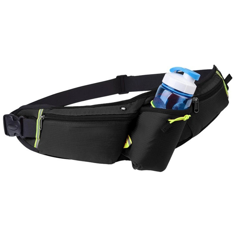 RunEase Waterproof Running Belt with Drink Holder – Adjustable Nylon Hydration Waist Pack for Jogging & Hiking