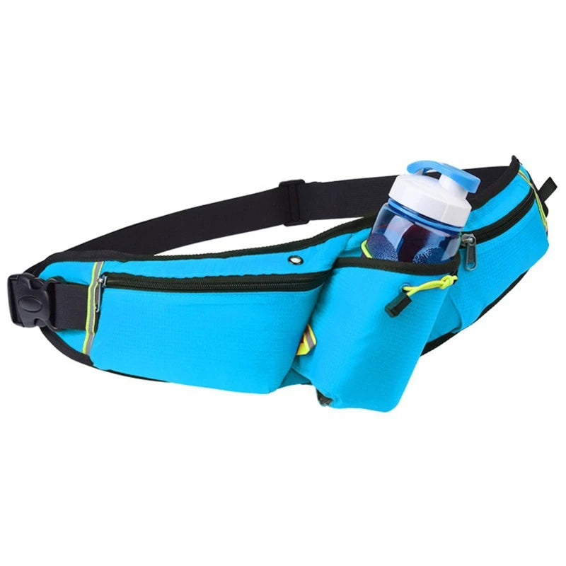 RunEase Waterproof Running Belt with Drink Holder – Adjustable Nylon Hydration Waist Pack for Jogging & Hiking