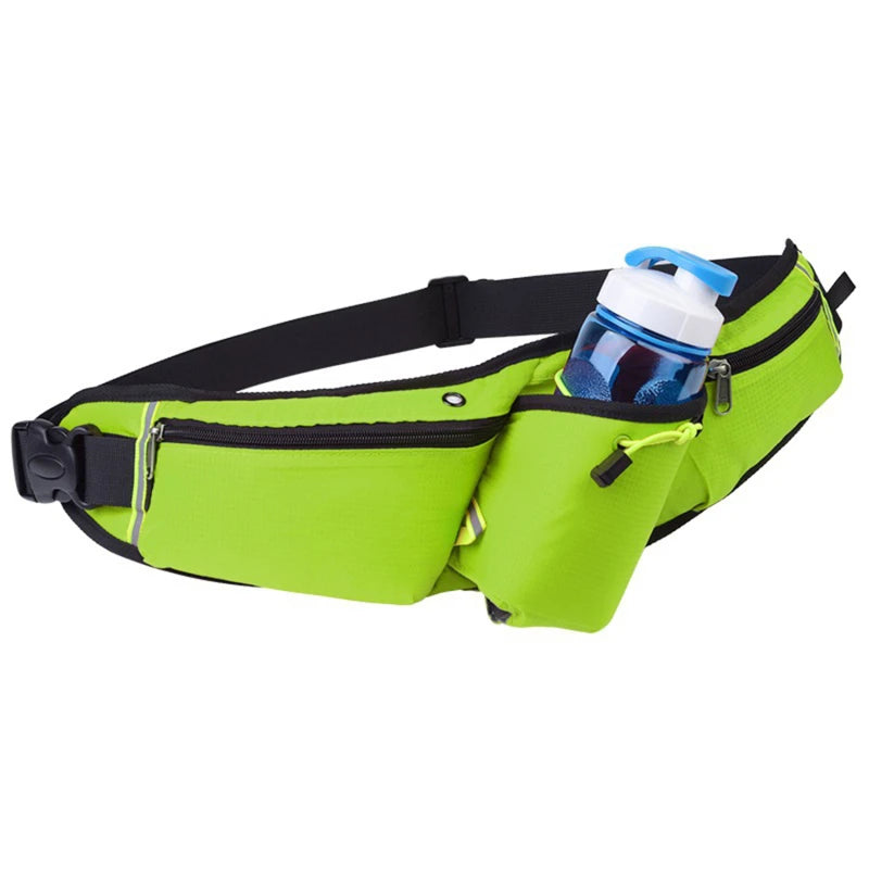 RunEase Waterproof Running Belt with Drink Holder – Adjustable Nylon Hydration Waist Pack for Jogging & Hiking