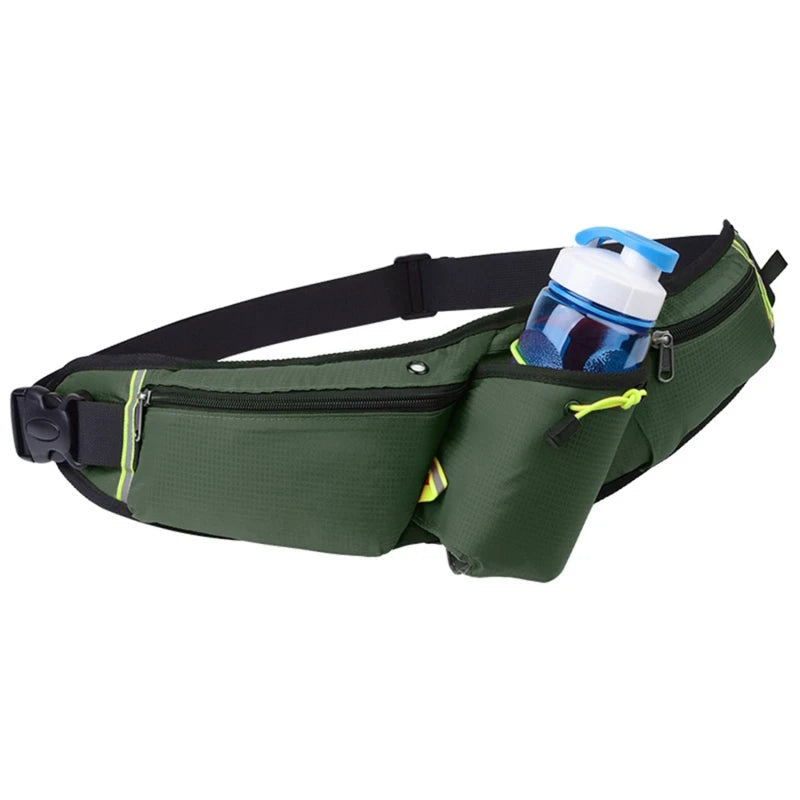 RunEase Waterproof Running Belt with Drink Holder – Adjustable Nylon Hydration Waist Pack for Jogging & Hiking
