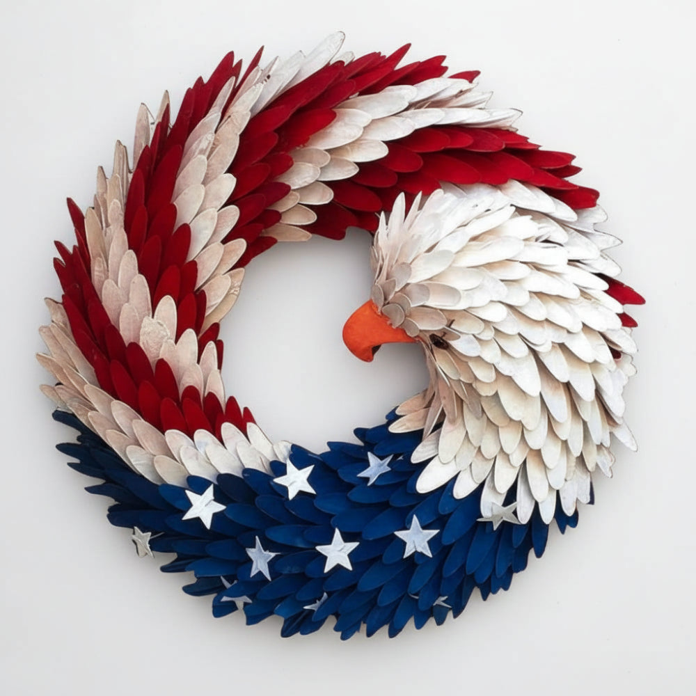 Rustic Eagle Wreath – Handcrafted Patriotic Door & Wall Decor, Weather-Resistant Tribute for Veterans