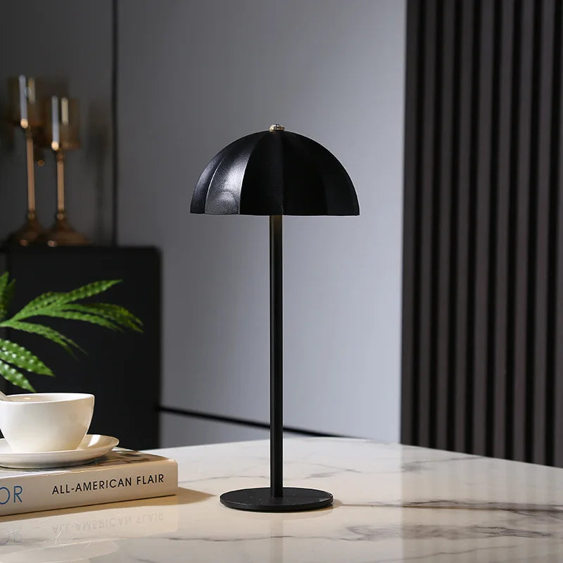 Rechargeable Metal LED Umbrella Table Lamp with Touch Dimming