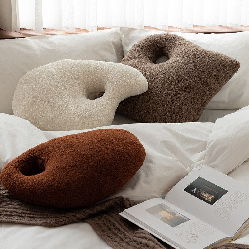 Stone Shaped Plush Pillows | Fluffy Pebble Floor Cushions for Home Decor