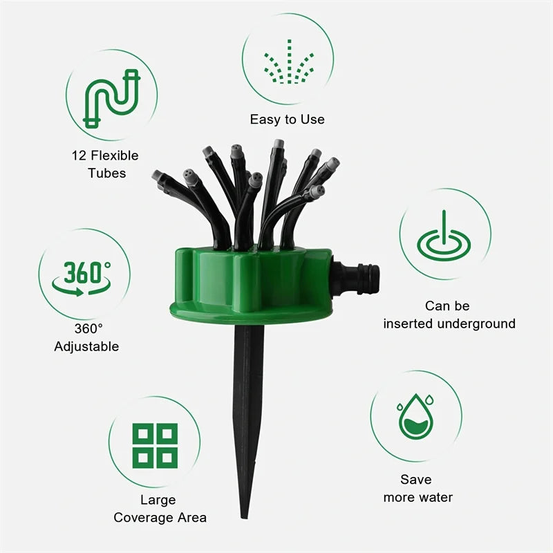 Adjustable 12 in 1 Garden Sprinkler with 360 Degree Irrigation