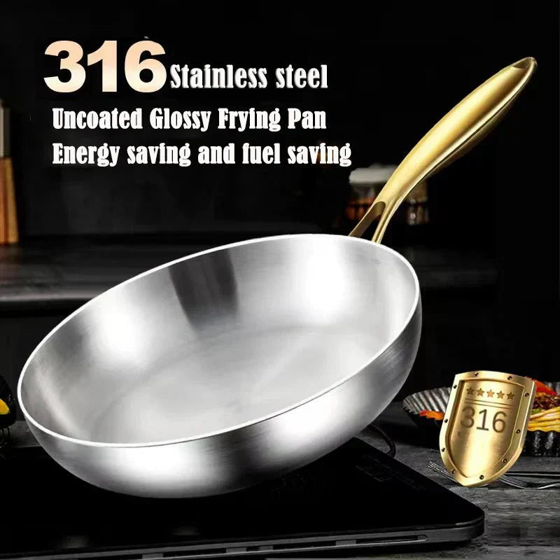 NovaForge 316 Stainless Steel Frying Pan with 7-Layer Design – Induction-Ready Professional Skillet