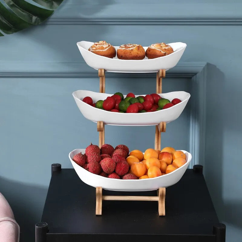Three Tiered Fruit Bowl Stand for Kitchen Organization